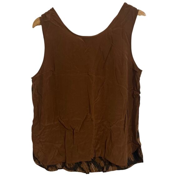 Vintage Bob Mackie Wearable Art 100% Silk Brown Sleeveless Blouse Medium - Picture 3 of 4